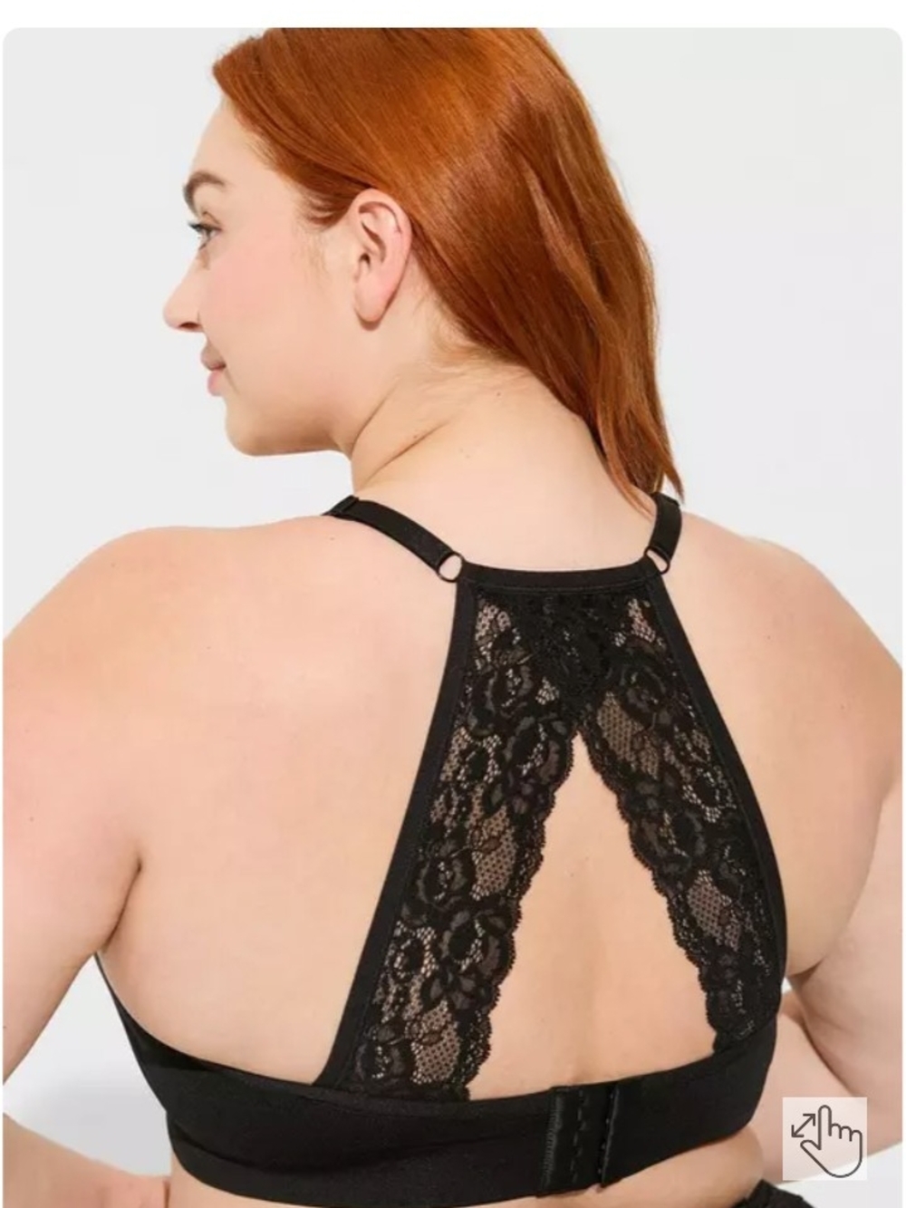Torrid Black Lace Racerback Plus Size Bralette with Keyhole Back